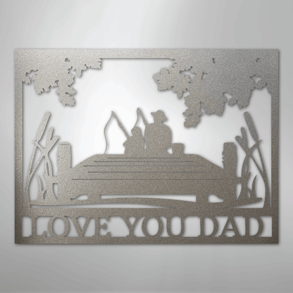 Dad and Child Fishing Sign | Personalized Steel Wall Art | Made in USA