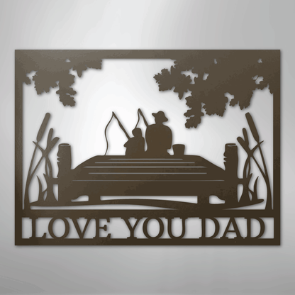 Dad and Child Fishing Sign | Personalized Steel Wall Art | Made in USA