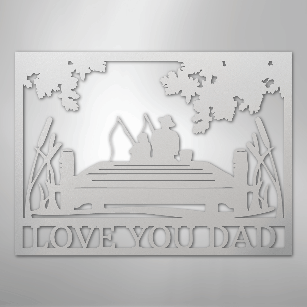 Dad and Child Fishing Sign | Personalized Steel Wall Art | Made in USA