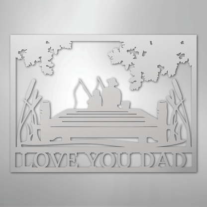 Dad and Child Fishing Sign | Personalized Steel Wall Art | Made in USA