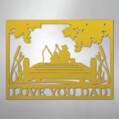 Dad and Child Fishing Sign | Personalized Steel Wall Art | Made in USA