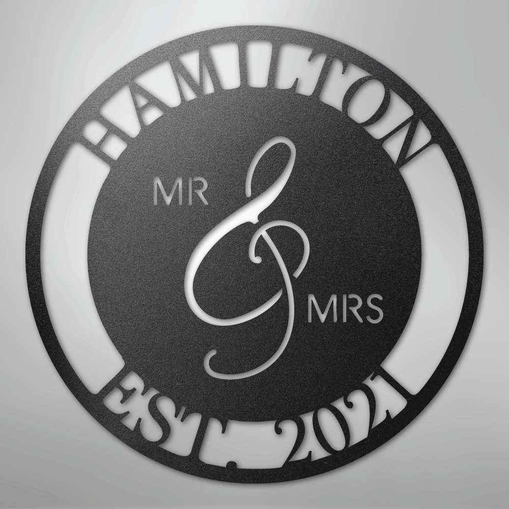 Mr. and Mrs. Sign | Personalized Family Name Steel | Made in USA