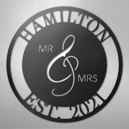 Mr. and Mrs. Sign | Personalized Family Name Steel | Made in USA