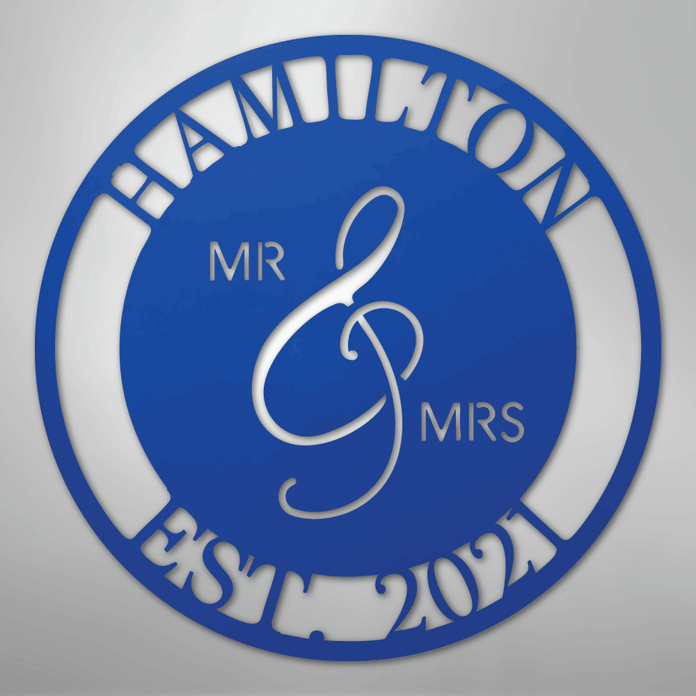 Mr. and Mrs. Sign | Personalized Family Name Steel | Made in USA