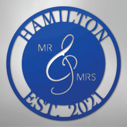 Mr. and Mrs. Sign | Personalized Family Name Steel | Made in USA