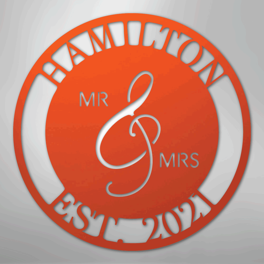 Mr. and Mrs. Sign | Personalized Family Name Steel | Made in USA