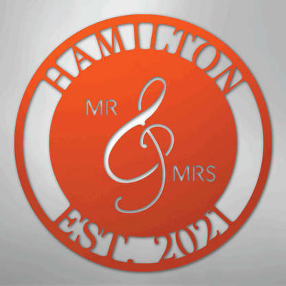 Mr. and Mrs. Sign | Personalized Family Name Steel | Made in USA