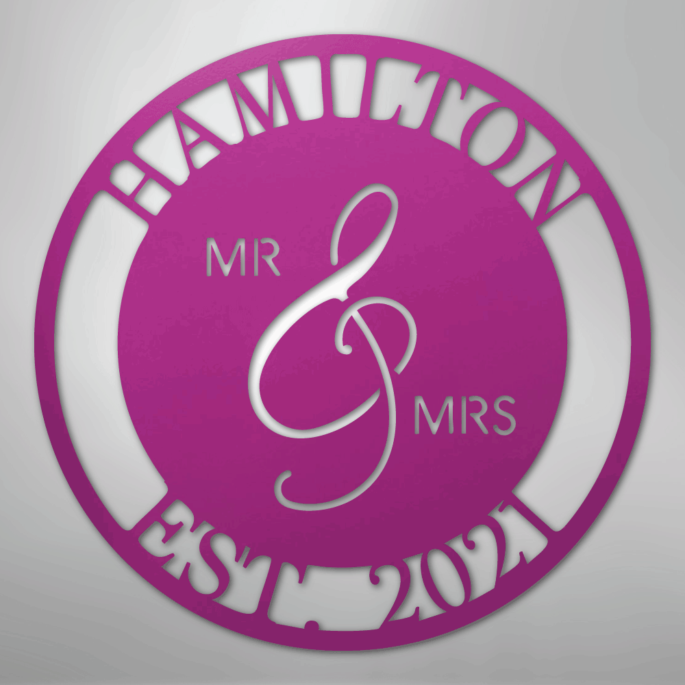 Mr. and Mrs. Sign | Personalized Family Name Steel | Made in USA