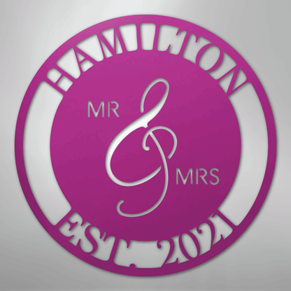 Mr. and Mrs. Sign | Personalized Family Name Steel | Made in USA