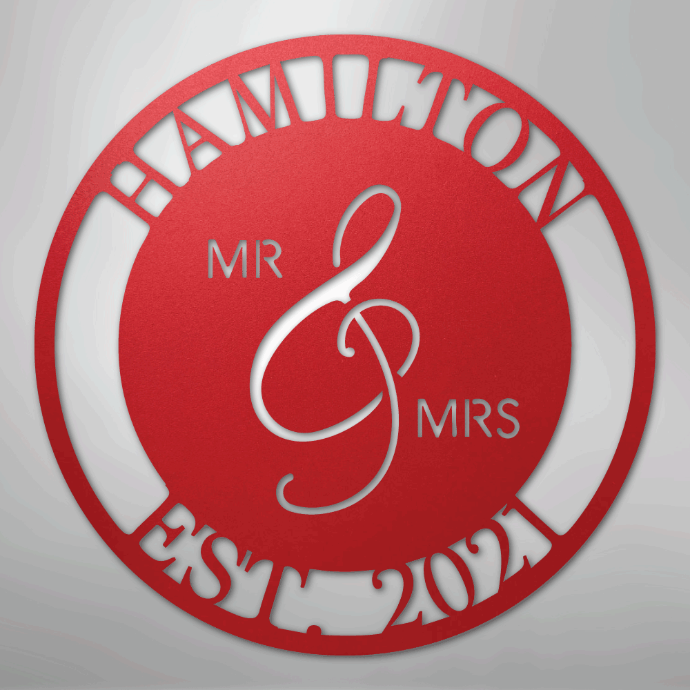 Mr. and Mrs. Sign | Personalized Family Name Steel | Made in USA