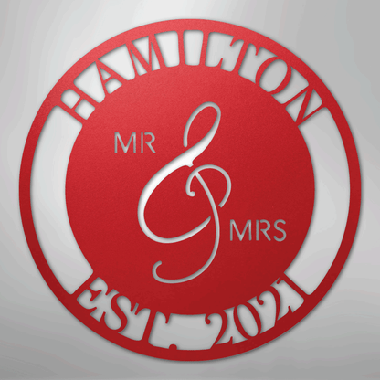 Mr. and Mrs. Sign | Personalized Family Name Steel | Made in USA