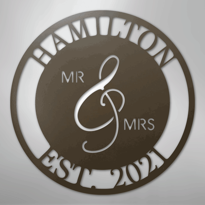 Mr. and Mrs. Sign | Personalized Family Name Steel | Made in USA