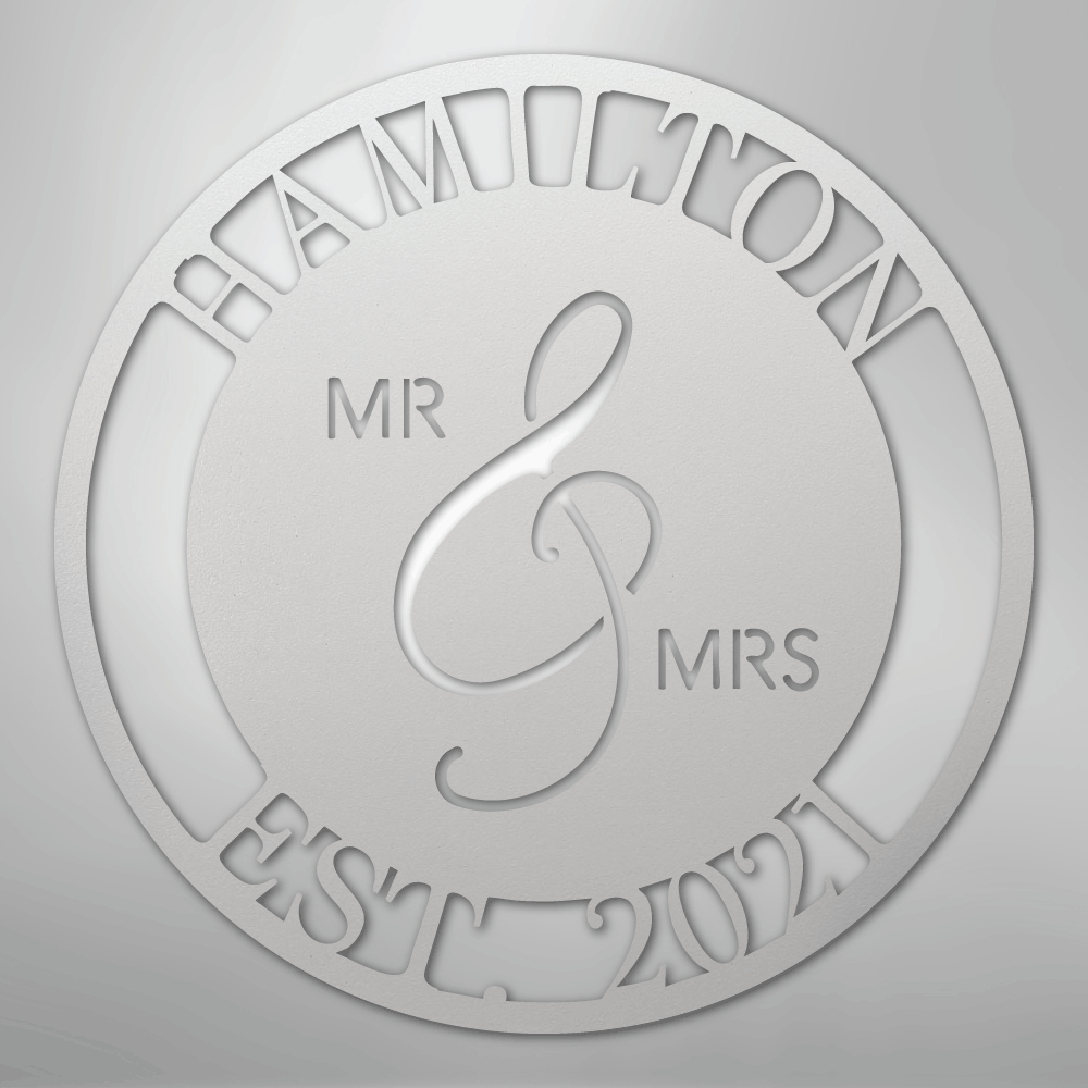 Mr. and Mrs. Sign | Personalized Family Name Steel | Made in USA