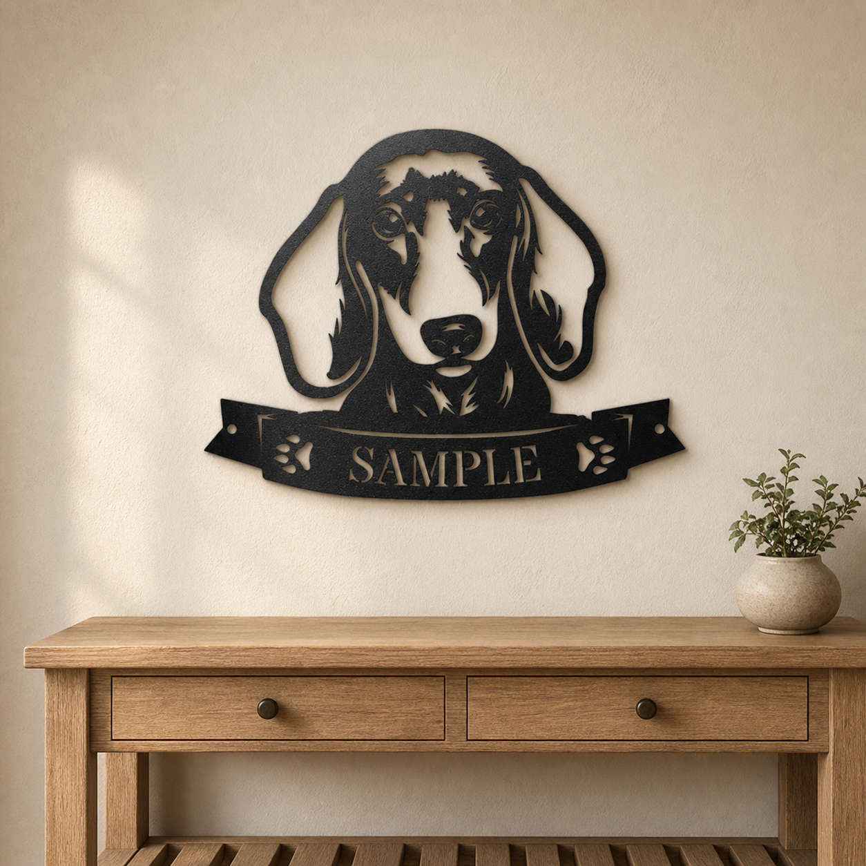 Dachshund Face Monogram Sign | Personalized Steel Wall Art | Made in USA