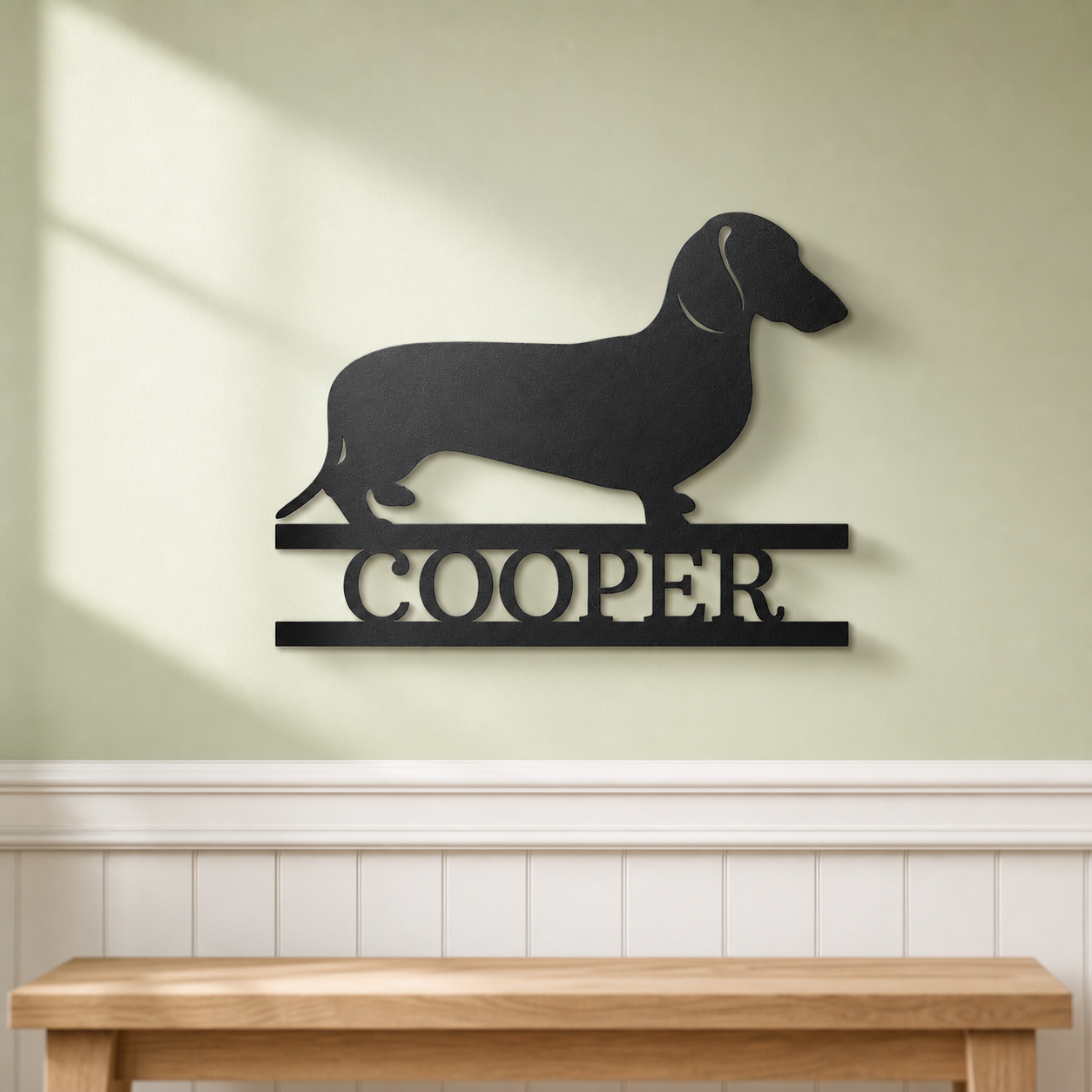 Dachshund Monogram Sign | Personalized Steel Wall Art | Made in USA