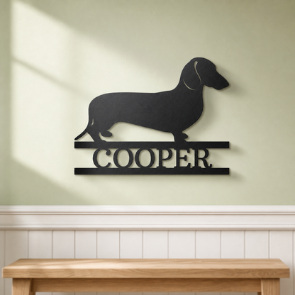 Dachshund Monogram Sign | Personalized Steel Wall Art | Made in USA
