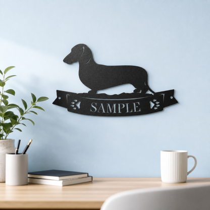 Dachshund Banner Monogram Sign | Personalized Steel Wall Art | Made in USA