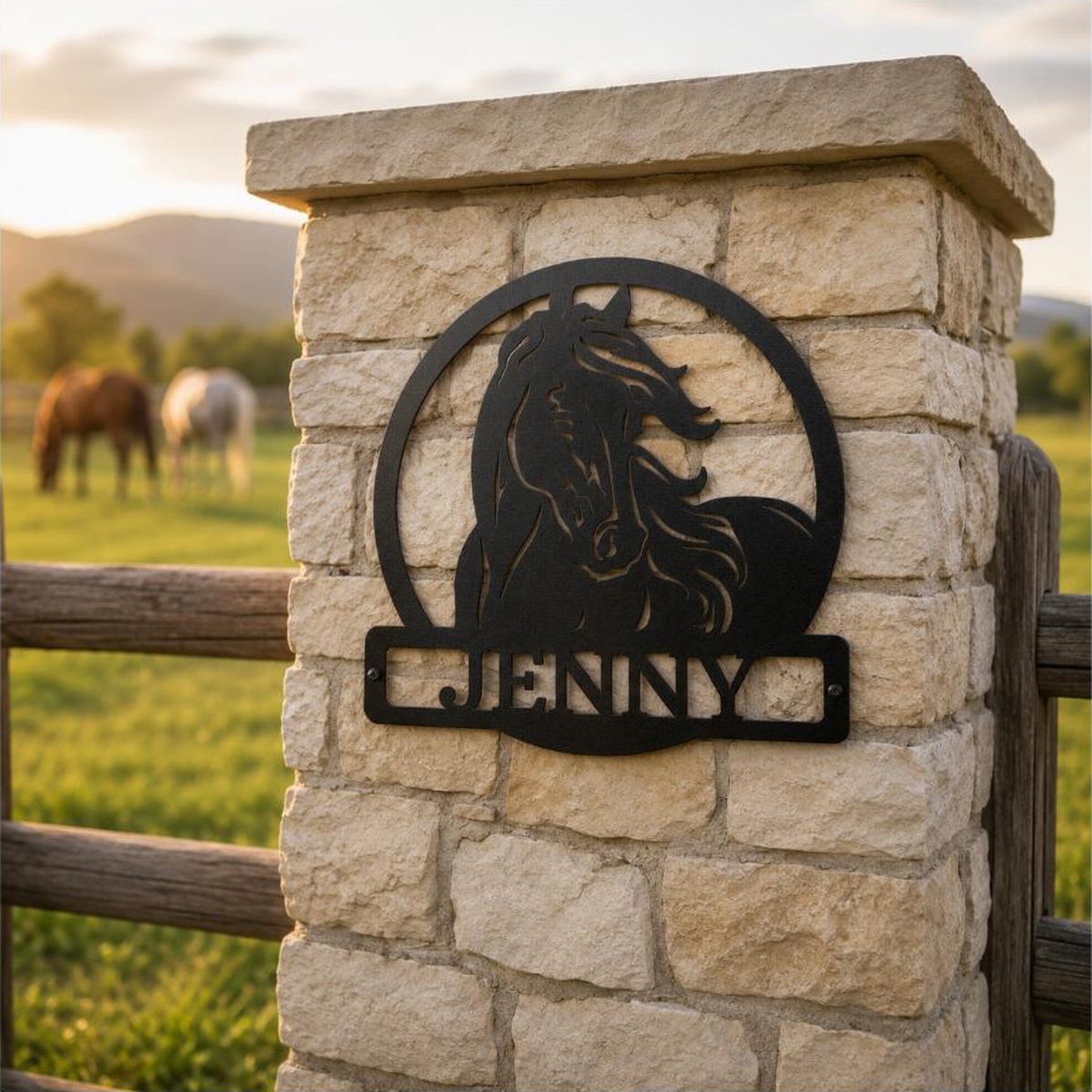New Horse Monogram Sign | Personalized Steel Wall Art | Made in USA