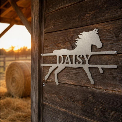 Sprinting Horse Monogram Sign | Personalized Steel Wall Art | Made in USA