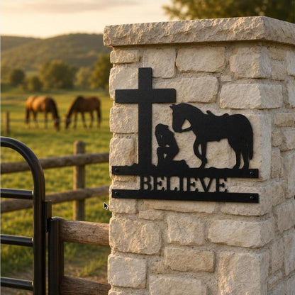 Kneeling Cowgirl Monogram Sign | Personalized Steel Wall Art | Made in USA