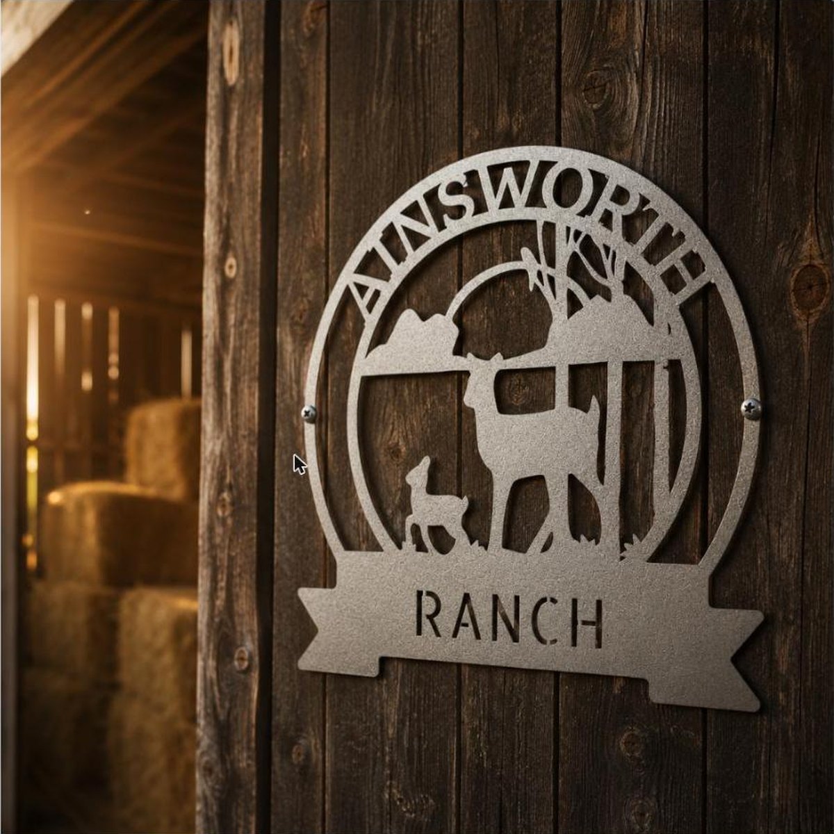Ranch Sun Set Monogram Sign | Personalized Steel Wall Art | Made in USA