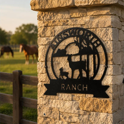 Ranch Sun Set Monogram Sign | Personalized Steel Wall Art | Made in USA