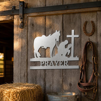 Kneeling Cowboy Monogram Sign | Personalized Steel Wall Art | Made in USA