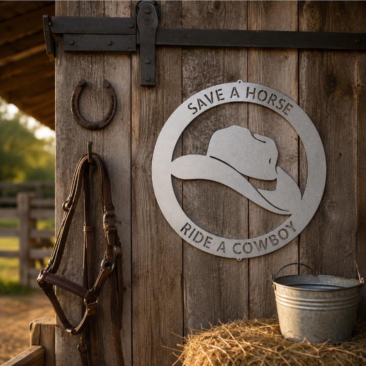 Cowboy Monogram Sign | Personalized Steel Wall Art | Made in USA