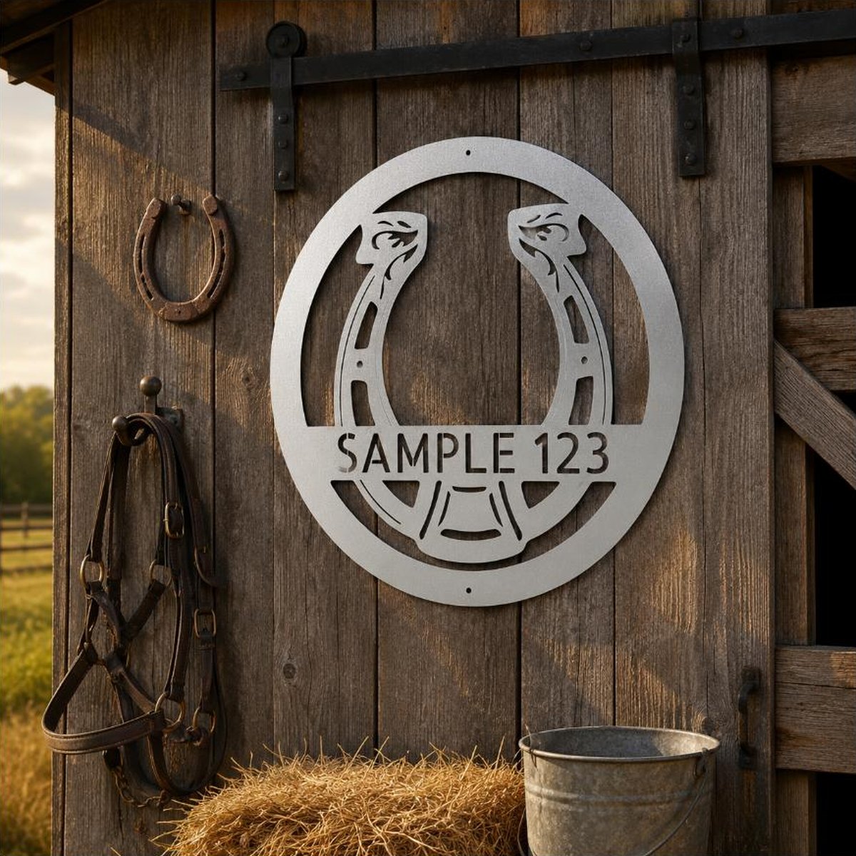 Horseshoe Monogram Sign | Personalized Steel Wall Art | Made in USA