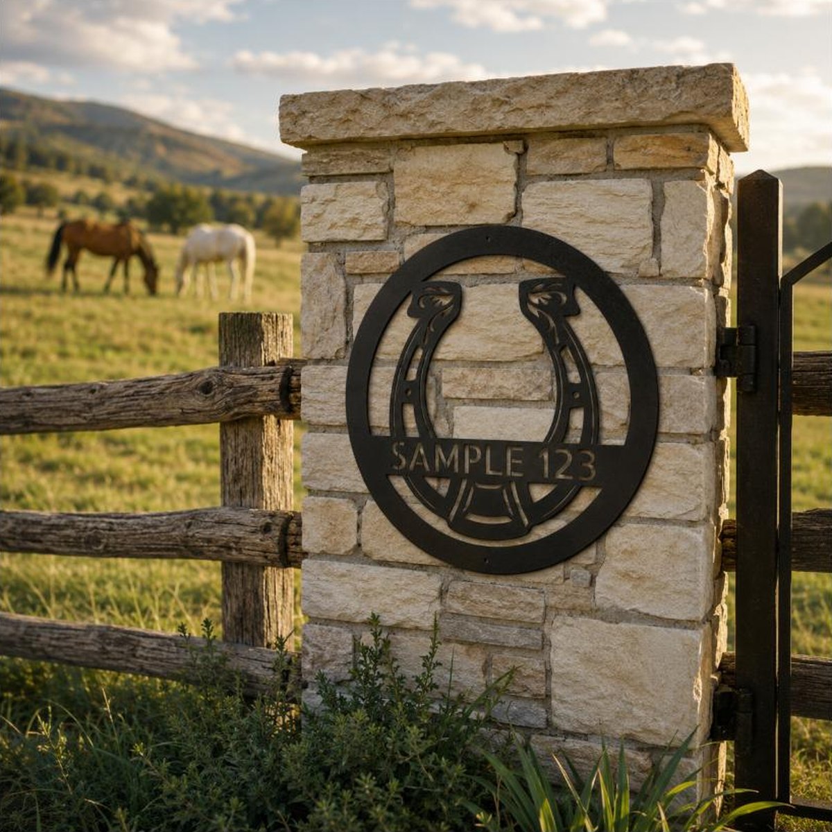 Horseshoe Monogram Sign | Personalized Steel Wall Art | Made in USA