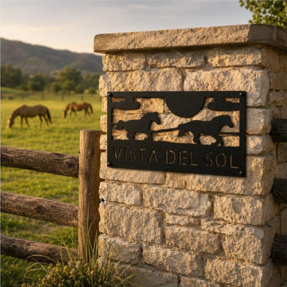 Racing Horses Monogram Sign | Personalized Steel Wall Art | Made in USA