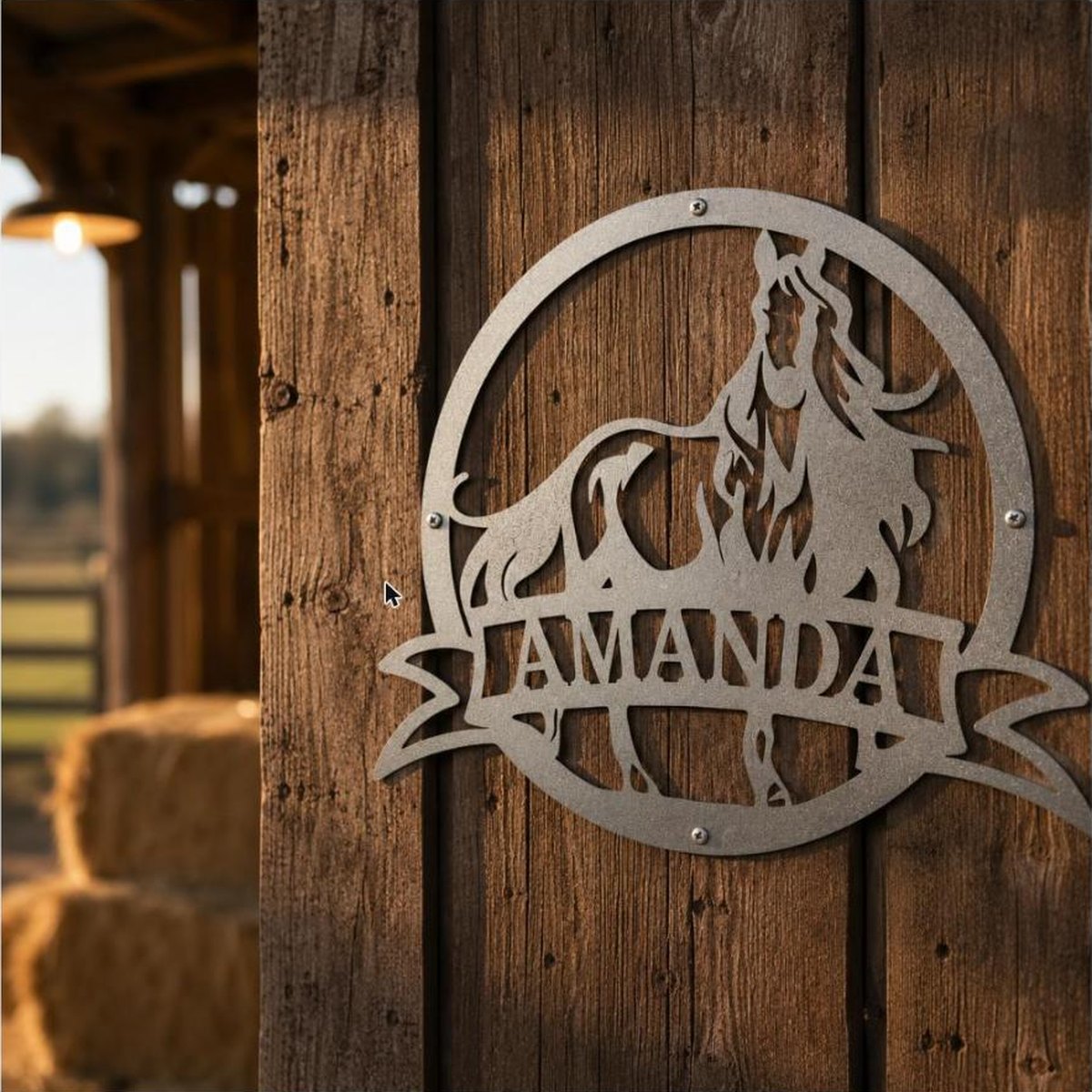 Majestic Horse Monogram Sign | Personalized Steel Wall Art | Made in USA