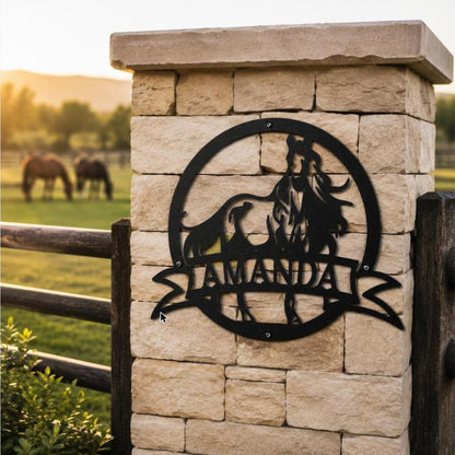 Majestic Horse Monogram Sign | Personalized Steel Wall Art | Made in USA