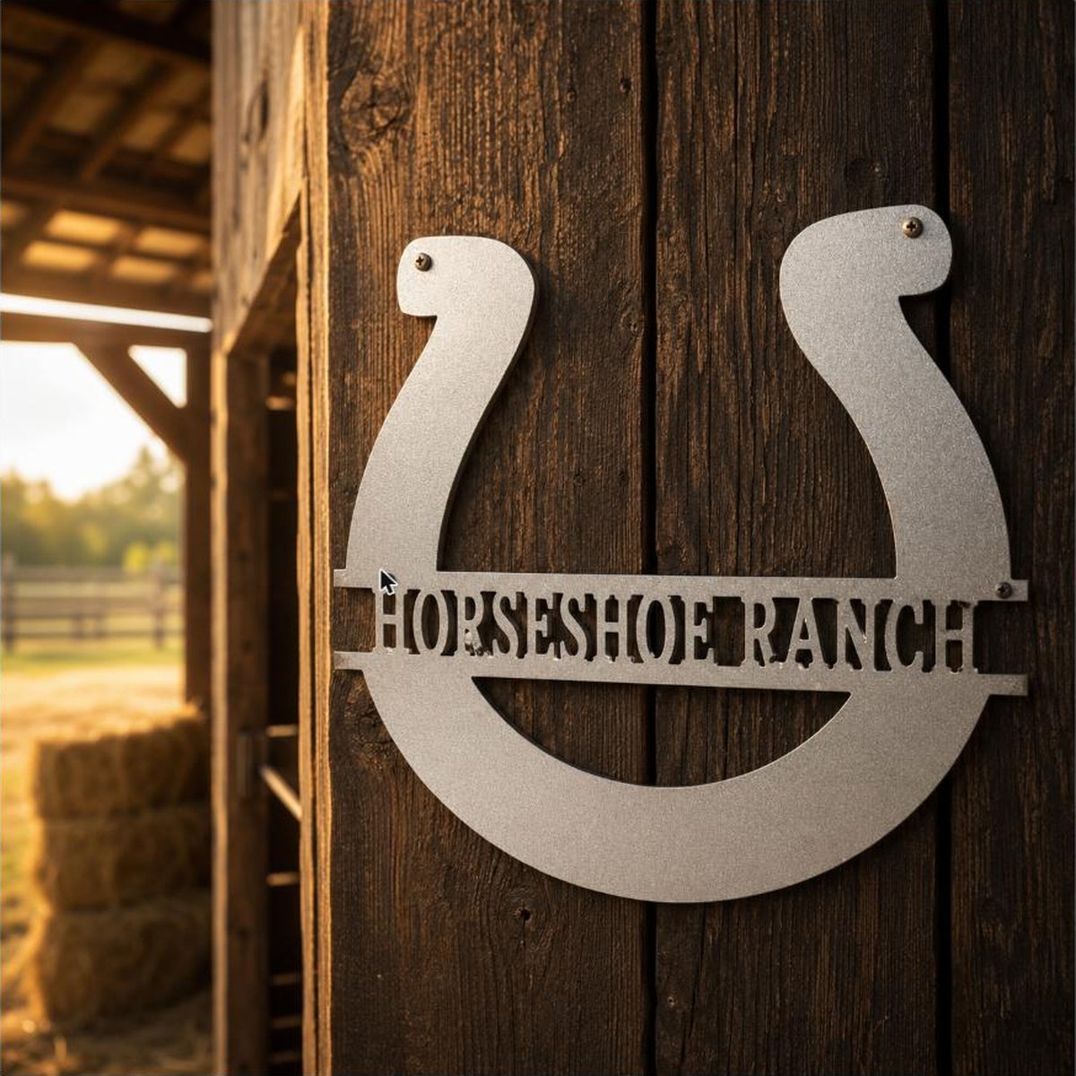 Simple Horseshoe Monogram Sign | Personalized Steel Wall Art | Made in USA