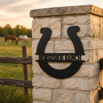 Simple Horseshoe Monogram Sign | Personalized Steel Wall Art | Made in USA