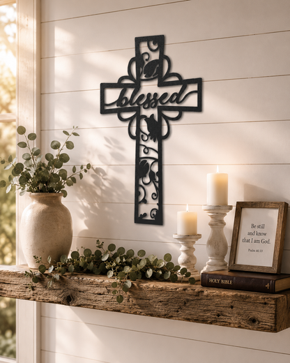 Blessed Cross Sign | Custom Steel Wall Art | Made in USA