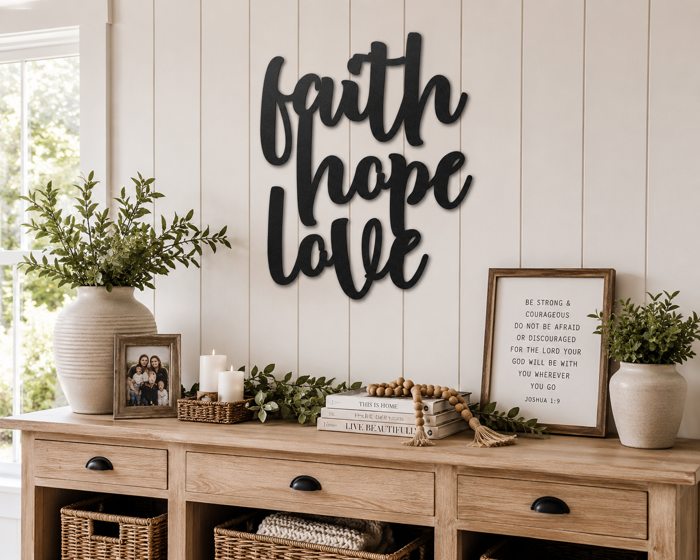 Faith Hope Love Script Sign | Custom Steel Wall Art | Made in USA