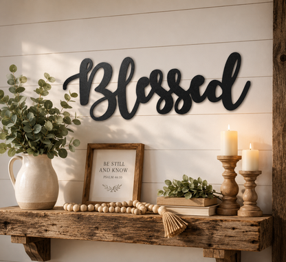 Blessed Script Sign | Custom Steel Wall Art | Made in USA