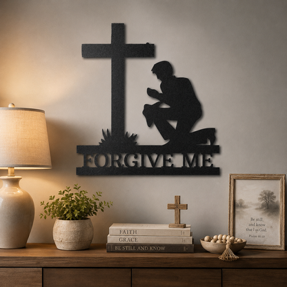 Kneeling Man Monogram Sign | Personalized Steel Wall Art | Made in USA