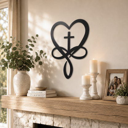 Love Infinity Cross Sign | Custom Steel Wall Art | Made in USA