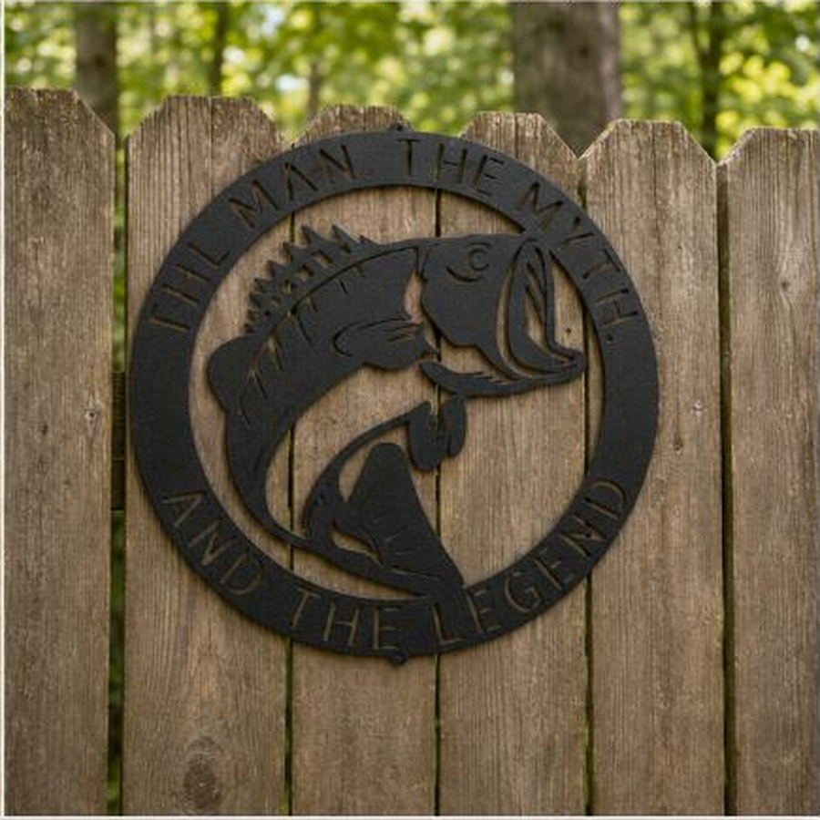 Bass Monogram Sign | Personalized Steel Wall Art | Made in USA