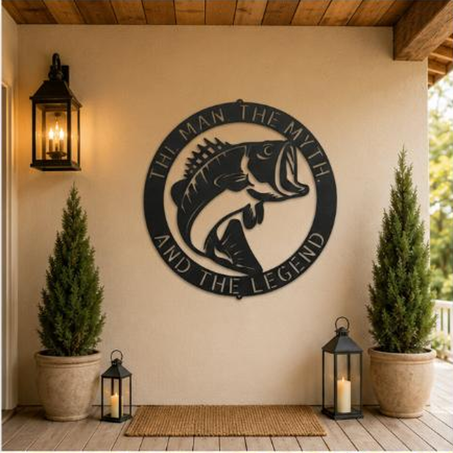 Bass Monogram Sign | Personalized Steel Wall Art | Made in USA