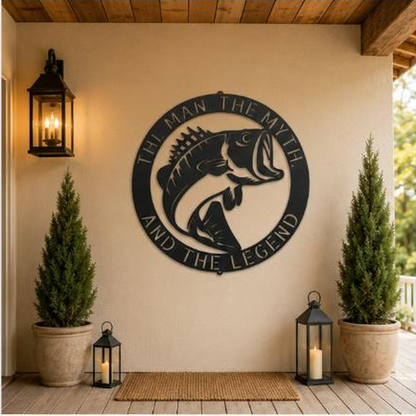 Bass Monogram Sign | Personalized Steel Wall Art | Made in USA