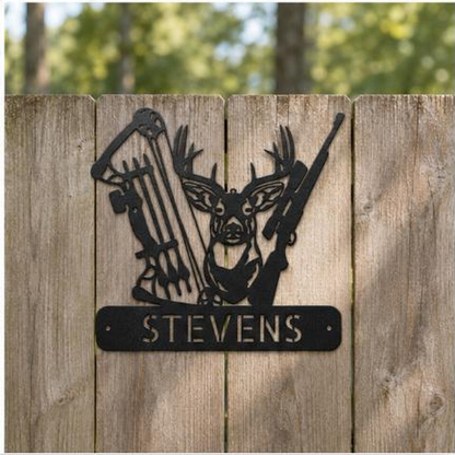 Deer Hunter Monogram Sign | Personalized Steel Wall Art | Made in USA