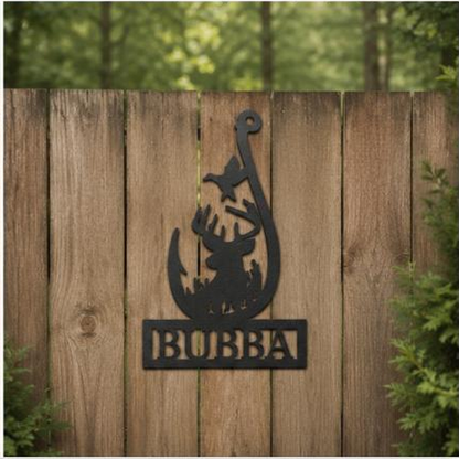 Outdoorsman Monogram 2 Sign | Personalized Steel Wall Art | Made in USA