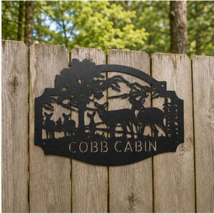 Deer Family Monogram Sign | Personalized Steel Wall Art | Made in USA