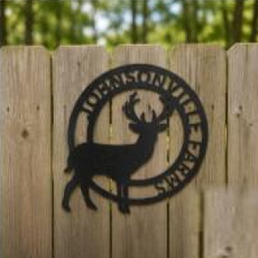 Stag Monogram Sign | Personalized Steel Wall Art | Made in USA