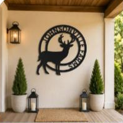 Stag Monogram Sign | Personalized Steel Wall Art | Made in USA