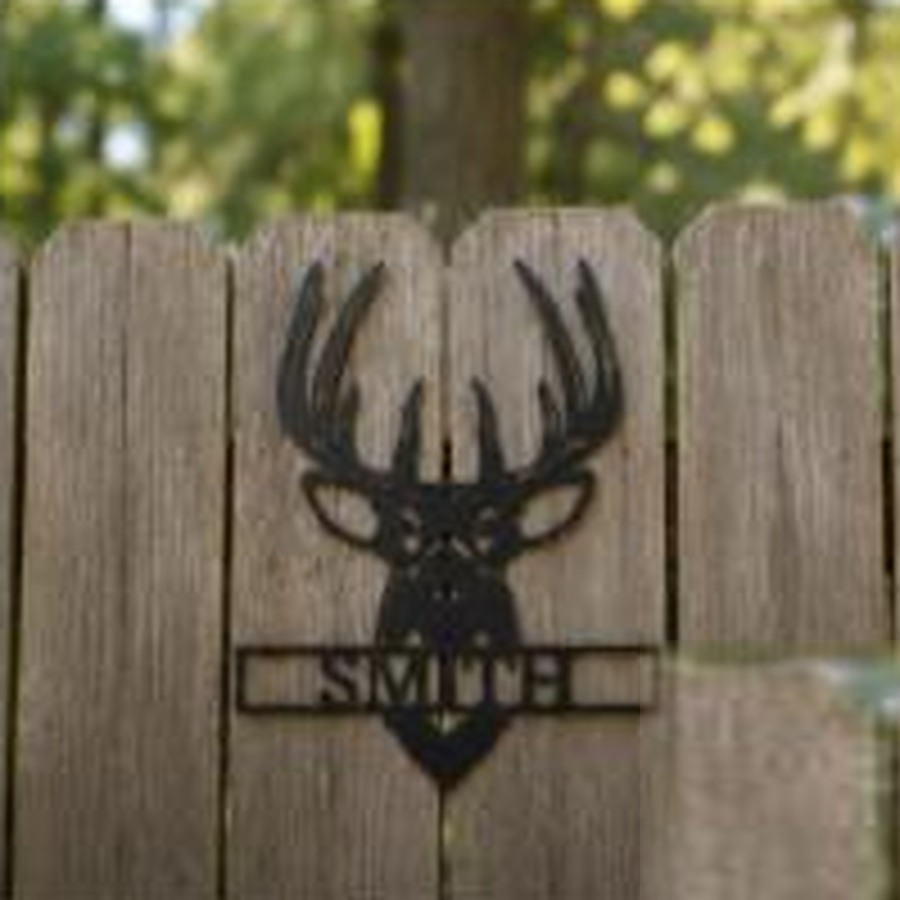 Buck Mount Monogram Sign | Personalized Steel Wall Art | Made in USA