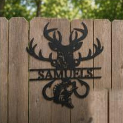 Outdoorsman Monogram Sign | Personalized Steel Wall Art | Made in USA